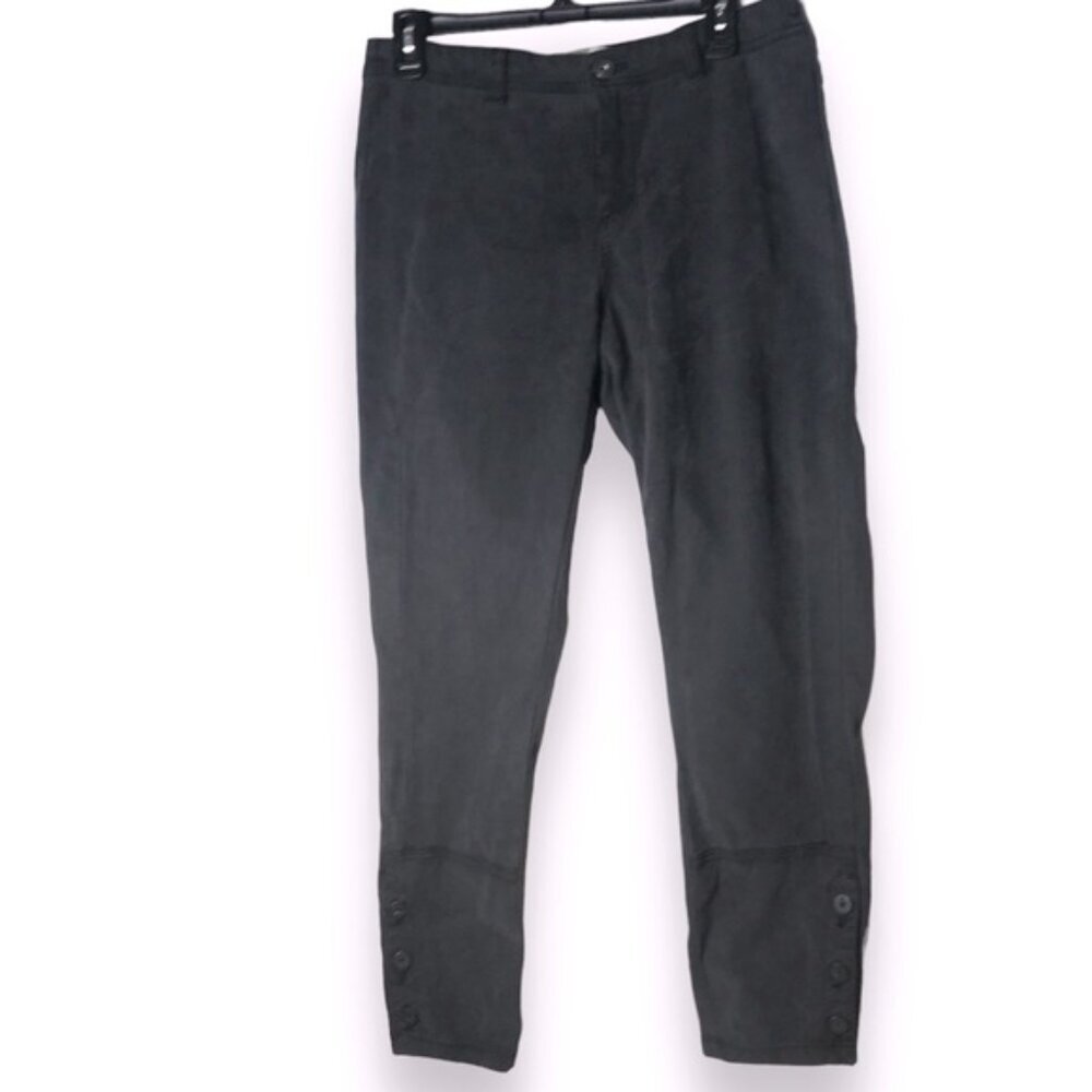 Anthropologie Straight Leg Button Hem Cropped Pants Zip Fly Lyocell Minimalist